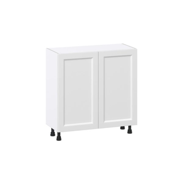 Magnolia Painted Bright White Recessed Assembled Shallow Base Cabinet with Full High Door (33 in. W X 34.5 in. H X 14 in. D)