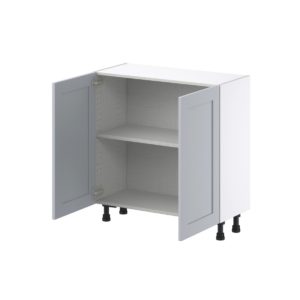 Sea Holly Light Gray  Shaker Assembled Shallow Base Cabinet with Full High Door (33 in. W X 34.5 in. H X 14 in. D)