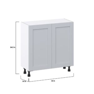 Sea Holly Light Gray  Shaker Assembled Shallow Base Cabinet with Full High Door (33 in. W X 34.5 in. H X 14 in. D)