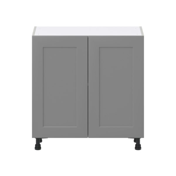 Willow Painted Slate Gray  Shaker Assembled Shallow Base Cabinet with Full High Door (33 in. W X 34.5 in. H X 14 in. D)