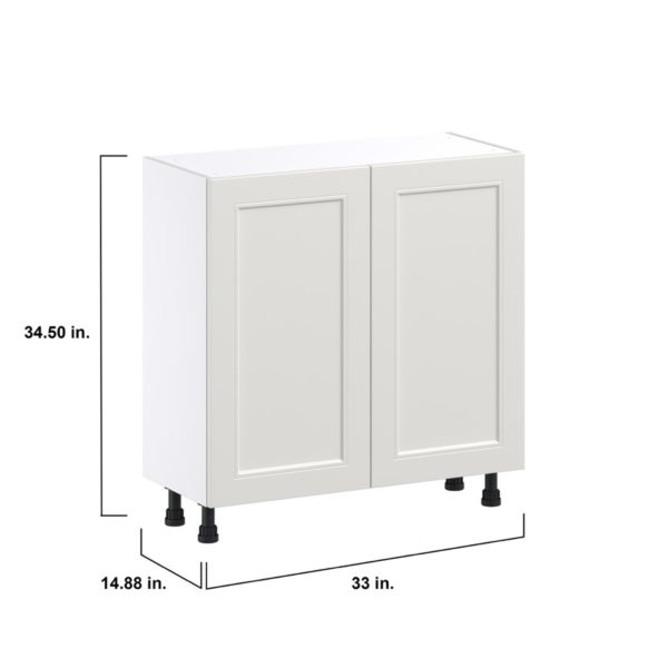 Wisteria Painted Light Gray Recessed Assembled Shallow Base Cabinet with Full High Door (33 in. W X 34.5 in. H X 14 in. D)