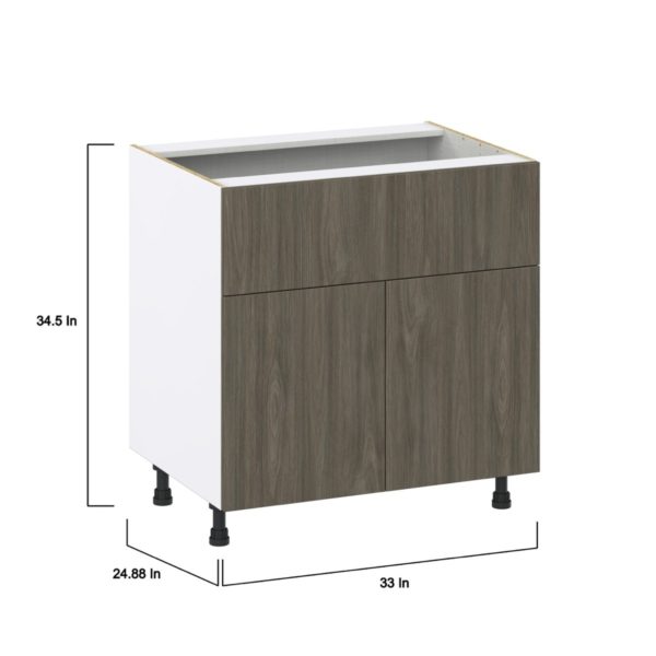 Cordyline Textured Slab Walnut Assembled Base Cabinet with 2 Doors and a 10 in. Drawer (33 in. W X 34.5 in. H X 24 in. D)