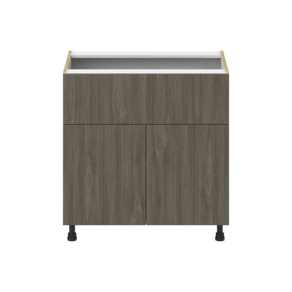 Cordyline Textured Slab Walnut Assembled Base Cabinet with 2 Doors and a 10 in. Drawer (33 in. W X 34.5 in. H X 24 in. D)