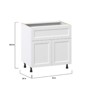 Magnolia Painted Bright White Recessed Assembled Base Cabinet with 2 Doors and a 10 in. Drawer (33 in. W X 34.5 in. H X 24 in. D)