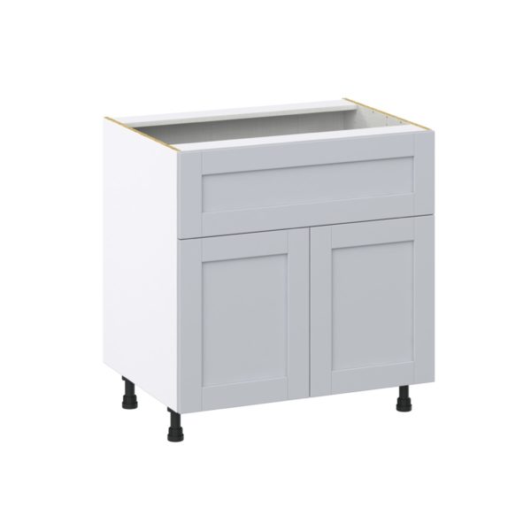 Sea Holly Light Gray  Shaker Assembled Base Cabinet with 2 Doors and a 10 in. Drawer (33 in. W X 34.5 in. H X 24 in. D)