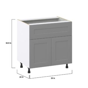 Willow Painted Slate Gray  Shaker Assembled Base Cabinet with 2 Doors and a 10 in. Drawer (33 in. W X 34.5 in. H X 24 in. D)