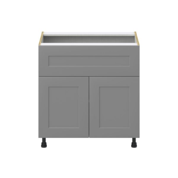 Willow Painted Slate Gray  Shaker Assembled Base Cabinet with 2 Doors and a 10 in. Drawer (33 in. W X 34.5 in. H X 24 in. D)