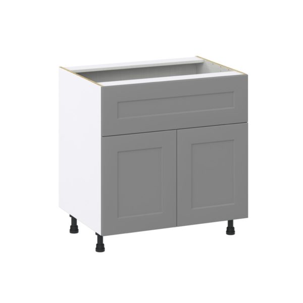 Willow Painted Slate Gray  Shaker Assembled Base Cabinet with 2 Doors and a 10 in. Drawer (33 in. W X 34.5 in. H X 24 in. D)