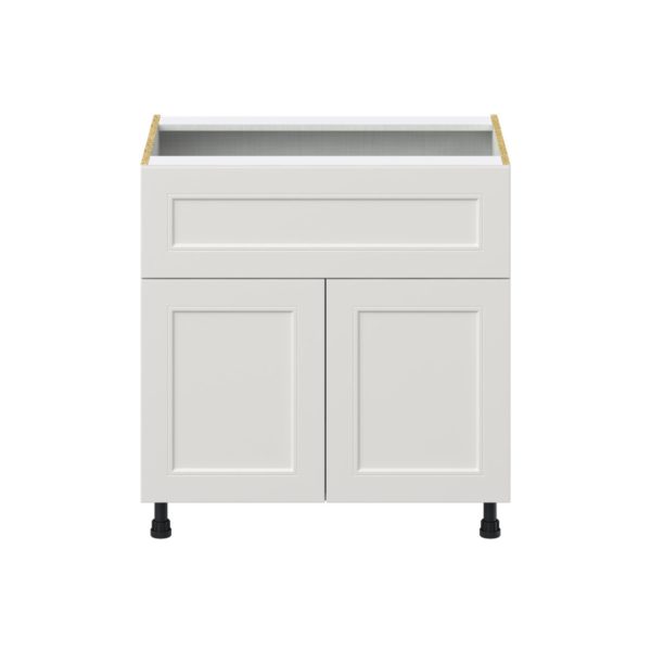 Wisteria Painted Light Gray Recessed Assembled Base Cabinet with 2 Doors and a 10 in. Drawer (33 in. W X 34.5 in. H X 24 in. D)