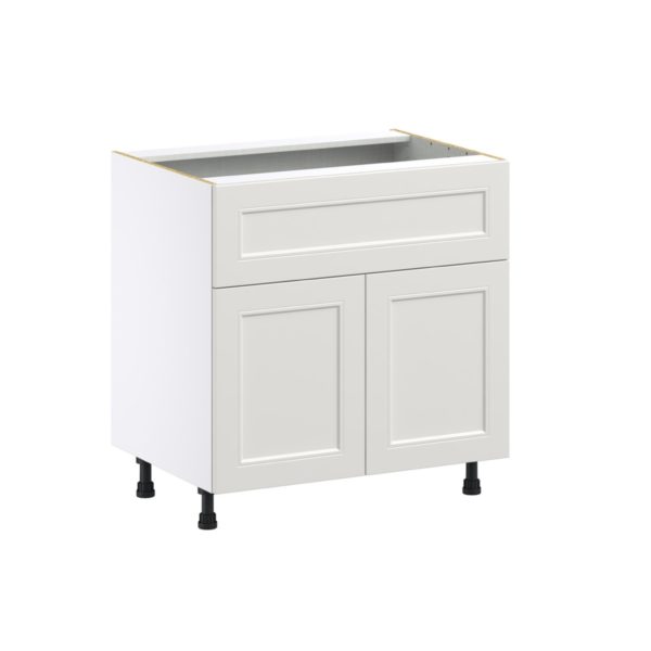 Wisteria Painted Light Gray Recessed Assembled Base Cabinet with 2 Doors and a 10 in. Drawer (33 in. W X 34.5 in. H X 24 in. D)