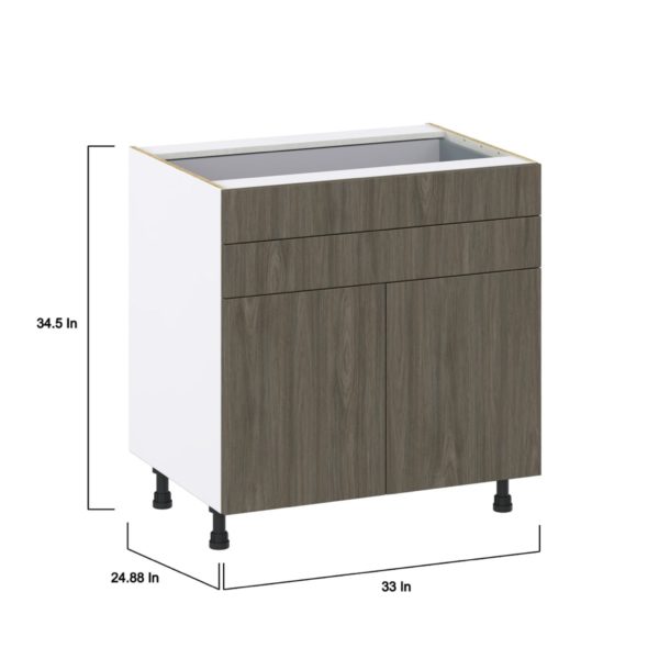 Cordyline Textured Slab Walnut Assembled Base Cabinet with 2 Doors and Two 5 in. Drawers (33 in. W X 34.5 in. H X 24 in. D)