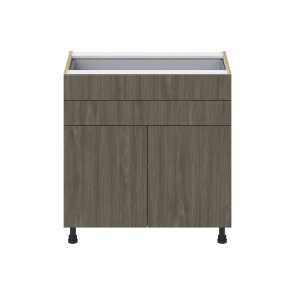 Cordyline Textured Slab Walnut Assembled Base Cabinet with 2 Doors and Two 5 in. Drawers (33 in. W X 34.5 in. H X 24 in. D)