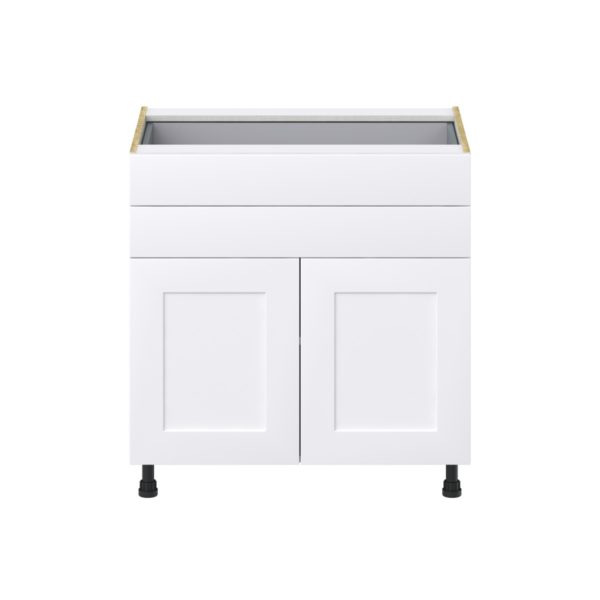 Jasmine Painted Warm White  Shaker Assembled Base Cabinet with 2 Doors and Two 5 in. Drawers (33 in. W X 34.5 in. H X 24 in. D)