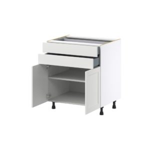 Magnolia Painted Bright White Recessed Assembled Base Cabinet with 2 Doors and Two 5 in. Drawers (33 in. W X 34.5 in. H X 24 in. D)