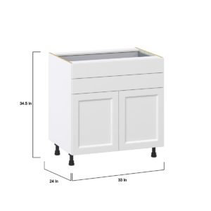 Magnolia Painted Bright White Recessed Assembled Base Cabinet with 2 Doors and Two 5 in. Drawers (33 in. W X 34.5 in. H X 24 in. D)