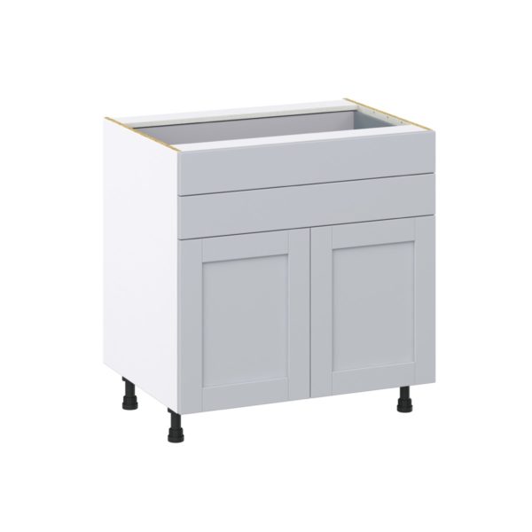 Sea Holly Light Gray  Shaker Assembled Base Cabinet with 2 Doors and Two 5 in. Drawers (33 in. W X 34.5 in. H X 24 in. D)