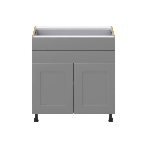 Willow Painted Slate Gray  Shaker Assembled Base Cabinet with 2 Doors and Two 5 in. Drawers (33 in. W X 34.5 in. H X 24 in. D)