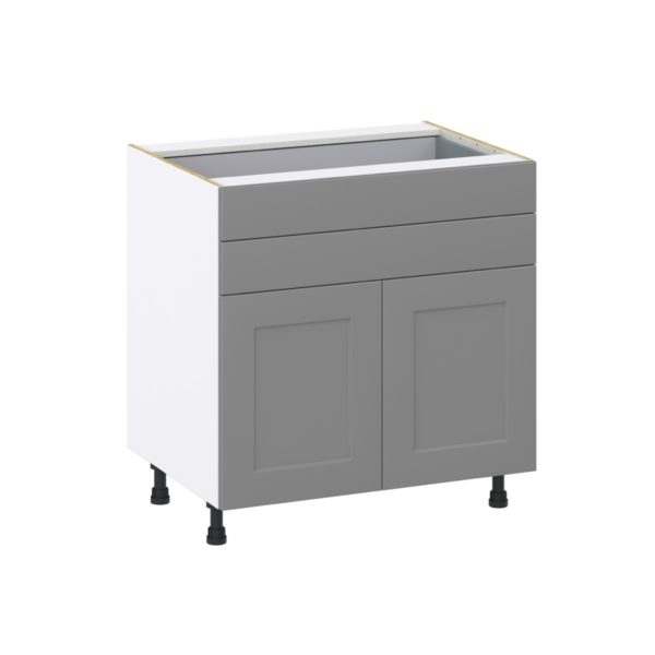 Willow Painted Slate Gray  Shaker Assembled Base Cabinet with 2 Doors and Two 5 in. Drawers (33 in. W X 34.5 in. H X 24 in. D)