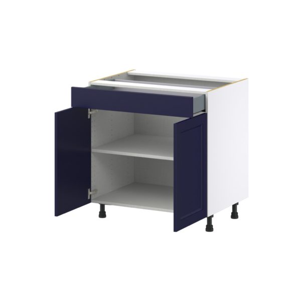 Camellia Painted Midnight Blue Recessed Assembled Base Cabinet with 2  Doors and 1 Drawer (33 in. W X 34.5 in. H X 24 in. D)