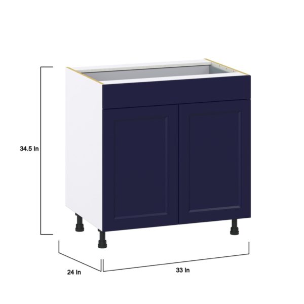 Camellia Painted Midnight Blue Recessed Assembled Base Cabinet with 2  Doors and 1 Drawer (33 in. W X 34.5 in. H X 24 in. D)