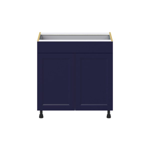 Camellia Painted Midnight Blue Recessed Assembled Base Cabinet with 2  Doors and 1 Drawer (33 in. W X 34.5 in. H X 24 in. D)