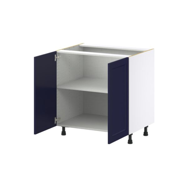 Camellia Painted Midnight Blue Recessed Assembled Base Cabinet with 2 Full High Doors (33 in. W X 34.5 in. H X 24 in. D)