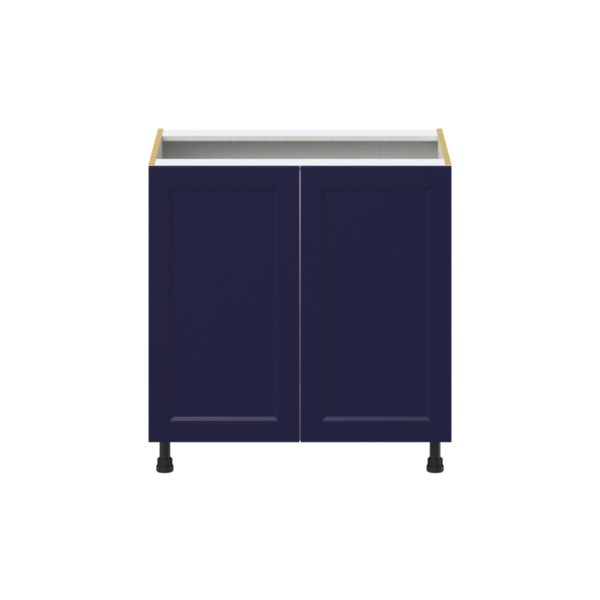 Camellia Painted Midnight Blue Recessed Assembled Base Cabinet with 2 Full High Doors (33 in. W X 34.5 in. H X 24 in. D)