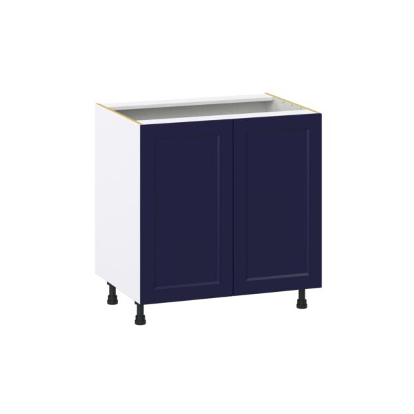 Camellia Painted Midnight Blue Recessed Assembled Base Cabinet with 2 Full High Doors (33 in. W X 34.5 in. H X 24 in. D)