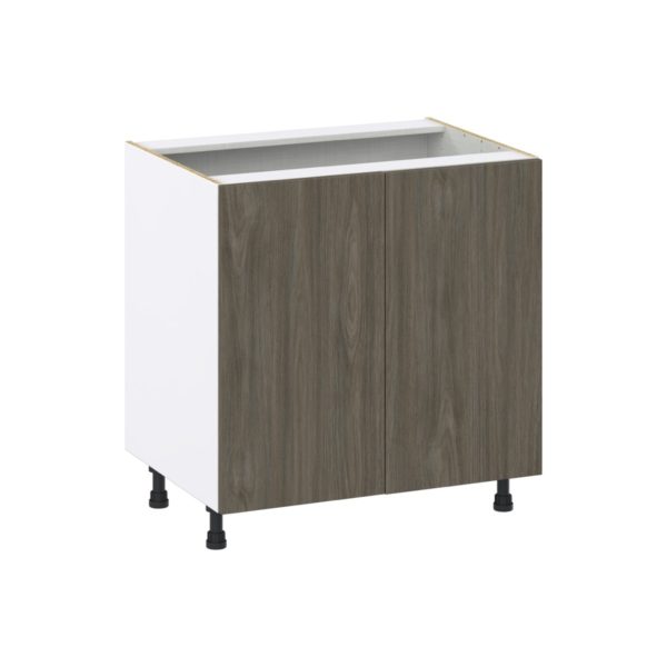 Cordyline Textured Slab Walnut Assembled Base Cabinet with 2 Full High Doors (33 in. W X 34.5 in. H X 24 in. D)