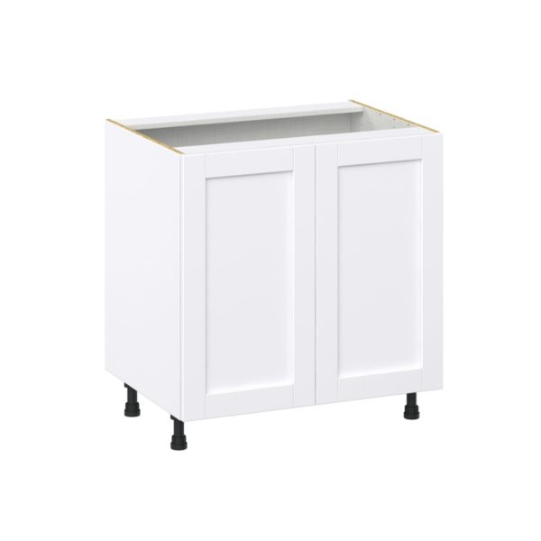 Dahlia Bright White  Shaker Assembled Base Cabinet with 2 Full High Doors (33 in. W X 34.5 in. H X 24 in. D)