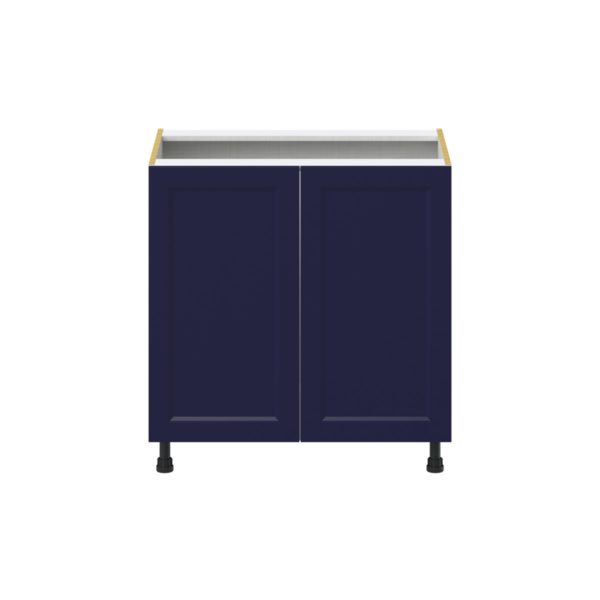 Camellia Painted Midnight Blue Recessed Assembled Base Cabinet with 2 Full High Doors and 3 Inner Drawers (33 in. W X 34.5 in. H X 24 in. D)