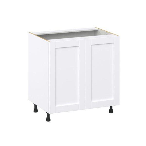 Dahlia Bright White  Shaker Assembled Base Cabinet with 2 Full High Doors and 3 Inner Drawers (33 in. W X 34.5 in. H X 24 in. D)