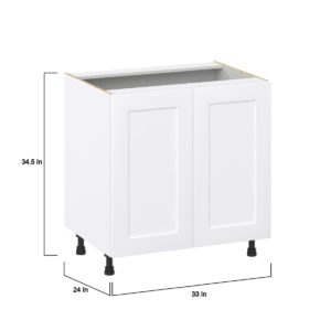 Jasmine Painted Warm White  Shaker Assembled Base Cabinet with 2 Full High Doors and 3 Inner Drawers (33 in. W X 34.5 in. H X 24 in. D)