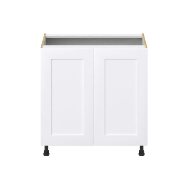 Jasmine Painted Warm White  Shaker Assembled Base Cabinet with 2 Full High Doors and 3 Inner Drawers (33 in. W X 34.5 in. H X 24 in. D)