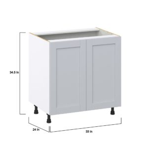 Sea Holly Light Gray  Shaker Assembled Base Cabinet with 2 Full High Doors and 3 Inner Drawers (33 in. W X 34.5 in. H X 24 in. D)