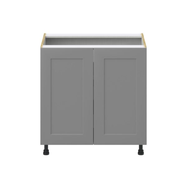 Willow Painted Slate Gray  Shaker Assembled Base Cabinet with 2 Full High Doors and 3 Inner Drawers (33 in. W X 34.5 in. H X 24 in. D)