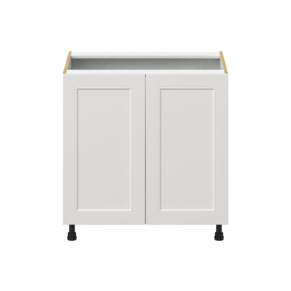 Wisteria Painted Light Gray Recessed Assembled Base Cabinet with 2 Full High Doors and 3 Inner Drawers (33 in. W X 34.5 in. H X 24 in. D)