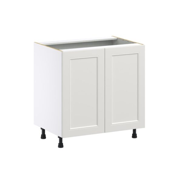 Wisteria Painted Light Gray Recessed Assembled Base Cabinet with 2 Full High Doors and 3 Inner Drawers (33 in. W X 34.5 in. H X 24 in. D)