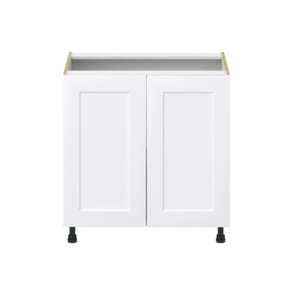 Jasmine Painted Warm White  Shaker Assembled Base Cabinet with 2 Full High Doors (33 in. W X 34.5 in. H X 24 in. D)