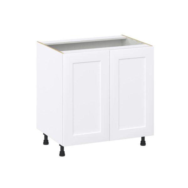 Jasmine Painted Warm White  Shaker Assembled Base Cabinet with 2 Full High Doors (33 in. W X 34.5 in. H X 24 in. D)