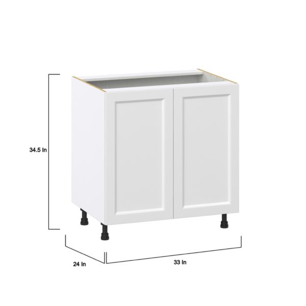 Magnolia Painted Bright White Recessed Assembled Base Cabinet with 2 Full High Doors (33 in. W X 34.5 in. H X 24 in. D)