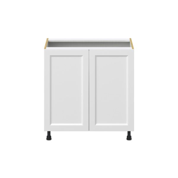 Magnolia Painted Bright White Recessed Assembled Base Cabinet with 2 Full High Doors (33 in. W X 34.5 in. H X 24 in. D)