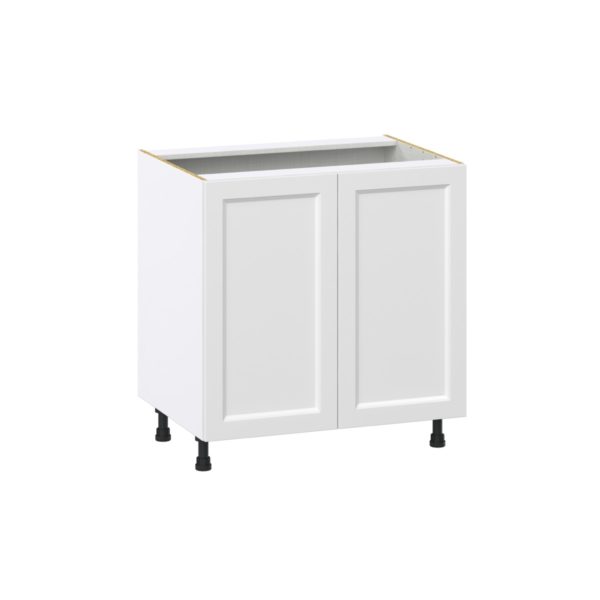 Magnolia Painted Bright White Recessed Assembled Base Cabinet with 2 Full High Doors (33 in. W X 34.5 in. H X 24 in. D)