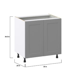 Willow Painted Slate Gray  Shaker Assembled Base Cabinet with 2 Full High Doors (33 in. W X 34.5 in. H X 24 in. D)