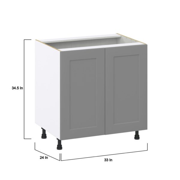 Willow Painted Slate Gray  Shaker Assembled Base Cabinet with 2 Full High Doors (33 in. W X 34.5 in. H X 24 in. D)