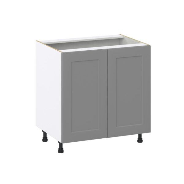 Willow Painted Slate Gray  Shaker Assembled Base Cabinet with 2 Full High Doors (33 in. W X 34.5 in. H X 24 in. D)