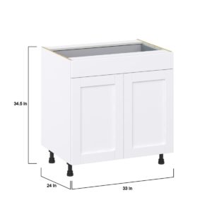 Jasmine Painted Warm White  Shaker Assembled Base Cabinet with 2  Doors and 1 Drawer (33 in. W X 34.5 in. H X 24 in. D)