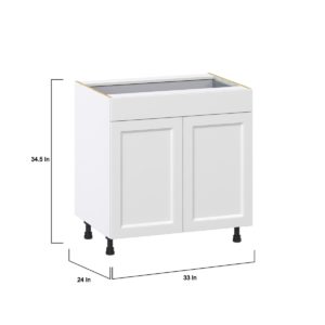 Magnolia Painted Bright White Recessed Assembled Base Cabinet with 2  Doors and 1 Drawer (33 in. W X 34.5 in. H X 24 in. D)