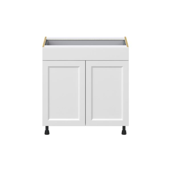 Magnolia Painted Bright White Recessed Assembled Base Cabinet with 2  Doors and 1 Drawer (33 in. W X 34.5 in. H X 24 in. D)