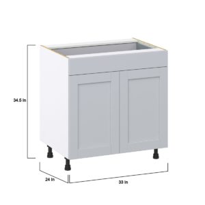 Sea Holly Light Gray  Shaker Assembled Base Cabinet with 2  Doors and 1 Drawer (33 in. W X 34.5 in. H X 24 in. D)